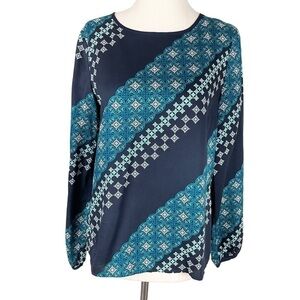 Talbots Blue/Green Long Sleeve Blouse